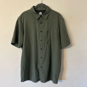 Zeroxposur Mens Travel Series Short Sleeve Button Shirt Green Fishing Hiking M